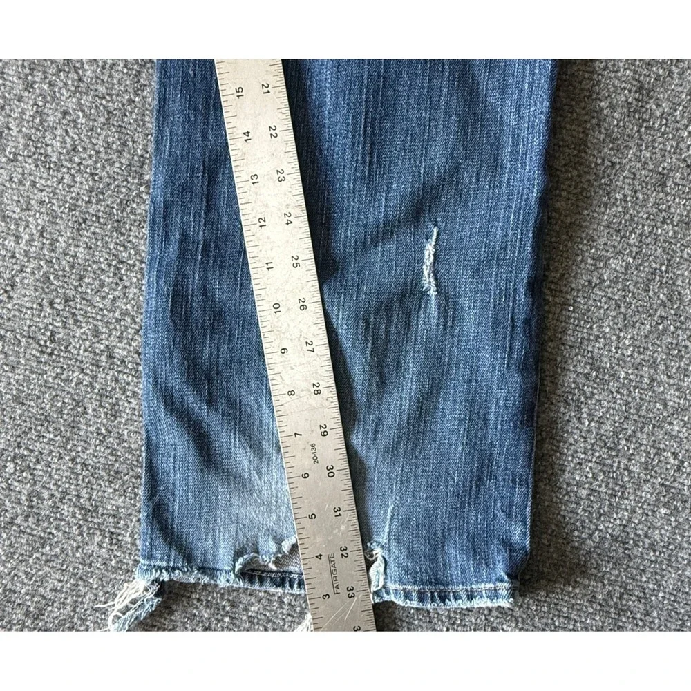 Big Star‎ Pioneer Bootcut Jeans Mens 36L Blue Distressed Frayed Hem Medium Wash